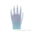 Hespax Anti-static White Polyester Knitted PU Coated Gloves